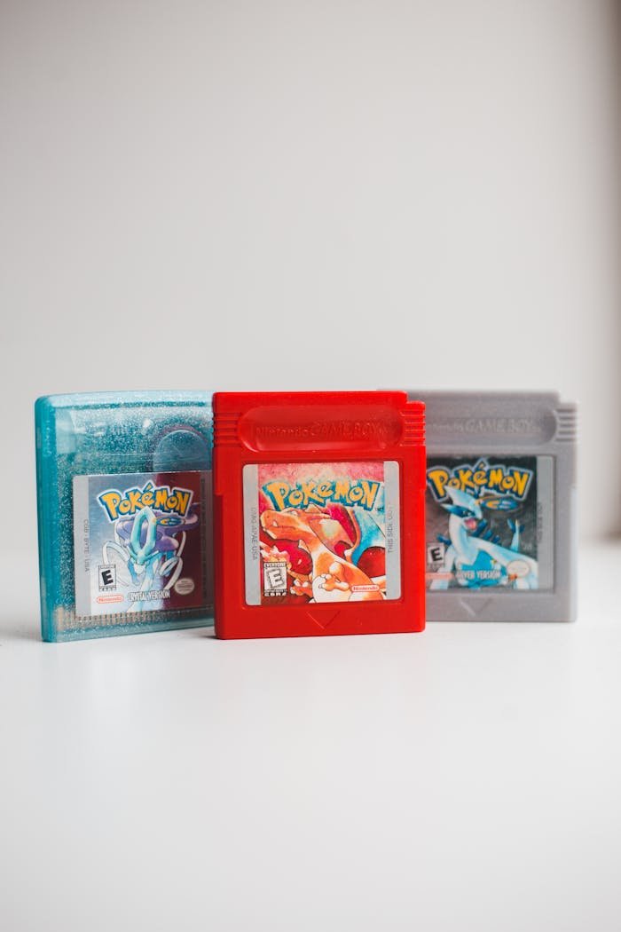 Mastering the First Impression: Your intriguing post title goes here Close-up photo of classic Pokemon game cartridges in a studio setting.